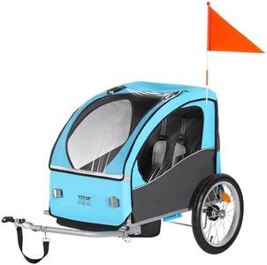 VEVOR Bike Trailer for Toddlers, Kids, 60 lbs Load, Tow Behind Foldable Child Bicycle Trailer with Universal Bicycle Coupler, Canopy Carrier with Strong Carbon Steel Frame for Children, Blue and Gray