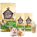 Hamster Food and Treats bundle containing Harry Hamster Food 700g, Harry Hamster Treats 120g x2 and Mixed Flavour Popcorn Jar