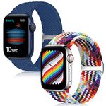 KIBDSNG Braided Sport Strap Compatible with Apple Watch Strap 38mm 40mm 41mm, Adjustable Elastic Woven Nylon Replacement Band for iWatch Series SE/9/8/7/6/5/4/3/2/1