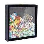 FramePro Ticket Shadow Box Top Loading Display Case Frame with Slot on Top, Customizable DIY Sweet Gift, Movie Travel Sporting Events Concert Ticket Stubs Drink Beer Caps- Memory Box, Black 8x8