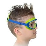 RUIGAO Kids Swim Goggles Age 4-12, Toddler Goggles No Tangle, Child Swimming Mask/Bungee Strap/Soft Band (Kids Mask - Green Dino)