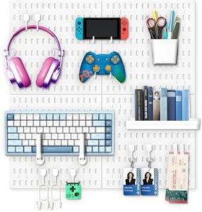 LANSI Peg Board, Pegboard Kit Wall Organizer Panels, White Pegboard Wall Organizer with Bins Hooks Shelves for Home, Craft Room, Garage Tool Storage, Kitchen, Workshop, Tool Organization