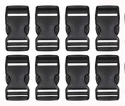 Penta Angel 8Pcs 1" Black Plastic Buckle Clip Dual Adjustable Buckle Contoured Side Quick Release Curved Buckle for DIY Craft Bracelets Pets Dog Collar Strap Webbing Backpack Repairing