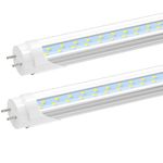 JESLED T8 LED Tube Light, 4FT 24W 3000LM 6500K, 4 Foot T10 T12 LED Bulbs Replacement for Fluorescent Fixture, Ballast Bypass, Clear Cover, Dual-end Powered, Shop Lights for Garage (2-Pack)