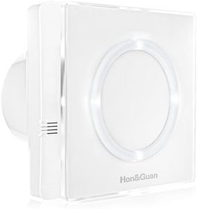 Hon&Guan Ventilateur d'extraction de Salle de Bain de 100 mm avec Lumière LED, Capteur d'humidité, Minuterie et Réglage du Temps d'intervalle, Automatique, 10 W, 95 m³/h, Silencieux