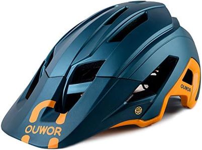 OUWOR Road & Mountain Bike MTB Helmet for Adult Men Women Youth, with Removable Visor and Adjustable Dial (Blackish Green)