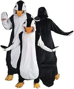 Wearable Penguin Blanket Hoodie for Women Men Adult Sleeping Bag Super Soft Warm Cozy Flannel Fleece Blanket Penguin Gifts (L fit for Height 5'3"-6',Cosplay Penguin)