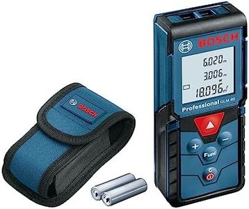 Bosch Professional 0601072900 Bosch Professiona GLM 40 Professional Laser Measure with Carry Pouch and 2 AAA Batteries, 1 W, 1.5 V, Blue