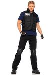 Leg Avenue Men's 4 Piece SWAT Costume, Black, One Size
