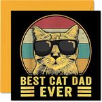 Birthday Cards for Dad from the Cat - Best Cat Dad Ever - Happy Cat Birthday Card from Cat for Dad, Funny Cat Dad Gifts, 145mm x 145mm Joke Father's Day Greeting Cards Gift for Daddy Papa