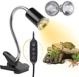 REPTI HOME Turtle Basking Light (Cycle Timer), Tortoise Lamp UVA UVB Heat Bulbs -2 Pack 50W, 360°Rotatable Turtle UVA/UVB Basking Heat Light Bulb for Lizard, Beared Dragon