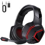 GMRPWNAGE Wireless Gaming Headset for PS5, PS4, Mac, Switch, PC-2.4GHz Wireless Gaming Headphones, Bluetooth 5.2-Adjustable Noise Canceling Microphone(BlackRed)