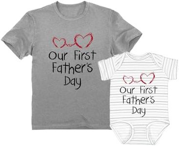 Tstars Our First Father's Day Dad and Baby Matching Outfits | New Dads Gift with Dad Shirt and Infant Bodysuit Dad Gray Small/Baby gray/white NB (0-3M)