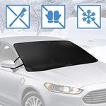 BDK Windshield Cover for Ice Snow and Hail Protection - Waterproof Magnetic Guard for Winter, Freeze Protector for Auto Truck Van and SUV, Black, 78" x 43" in