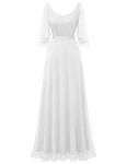 DRESSTELLS Women's Bridesmaid Dresses for Wedding Guest Formal Long Prom Mother Bride Lace Chiffon Evening Gowns, White, Medium