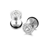 AVICALA Mens Solitaire Earrings | Stainless-Steel Mens Everyday Formal Essentials | Accessories | Mens Fashion Gifts | STUDS MEN (CLASSIC SILVER)