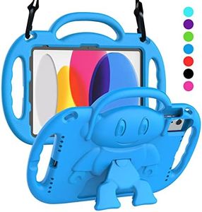 SUPLIK Kids Case for iPad 10th Generation & Air 11" (M2) 2024 & Air 5th/4th Gen 10.9"& Pro 11, Durable Shockproof Case with Shoulder Strap Handle Stand for Apple iPad 10.9 & 11 inch Tablets, Blue
