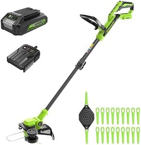 Greenworks Cordless String Trimmer 24V 30cm, Battery Powered Grass Strimmer, Auto Feed Head, Edger (Includes 20 Blades), 2Ah Battery and Charger Included