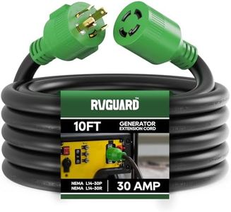 RVGUARD 4 Prong 30 Amp 10 Foot Generator Extension Cord, ETL Listed