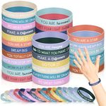 Chunyin 32 Pcs Motivational Silicone Wristbands Inspirational Rubber Bracelets Gifts for Students