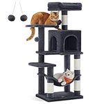 Feandrea Cat Tree, 44.1-Inch Cat Tower for Indoor Cats, Multi-Level Cat Condo with Scratching Posts, Perches, Hammock and Cave, Smoky Gray UPCT261G01