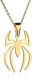 Spider Pendant Necklace for Men Women Titanium Stainless Steel Gold Silver Lightweight Fashion Anime Goth Cool Hippie Spiderman Necklace Cosplay Jewelry for Teen Girls Boys, Metal, not known