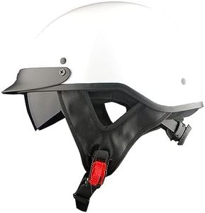 1Storm Motorcycle Half Face Helmet Mopeds Scooter Pilot with Retractable Inner Smoked Visor, Glossy White