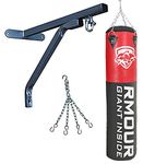 RMOUR Ultimate Unfilled Heavy PU Punching Bag Boxing Bag MMA Sparring Punching Bag with Rust Proof Stainless Steel Hanging Chain and Heavy Duty Wall Mounted Stand/Bracket (3 Feet)