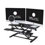 Opal Living Black 36" / 91.5cm White Standing Desk Converter with Wireless Charger and USB Port - Portable Adjustable Desk Riser with Keyboard Raiser - Stand Up Desk Converter Sit to Stand Desk Stand