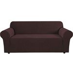 H.VERSAILTEX Stretch Sofa Covers Slipcovers 3 Seats Couch Covers Sofa 3 Seat Feature Soft Thick Textured Jacquard Fabric with Elastic Bottom Washable (Sofa 74"-88" Wide, Brown)