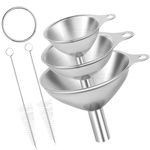 3pcs Funnel Set | Stainless Steel Funnels with Handles for Kitchen, Cooking, and Oil | Durable and Easy to Clean | Funnels for Filling Bottles and Containers