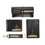 AICA Personalized Name & Charm Leather Wallet Mens Combo Giftset (Black) | Customized Diwali Gift for Men Friends Family Office Colleagues Employees | Diwali Gift Bulk