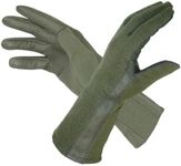 M MCGUIRE GEAR Nomex Summer Flight Gloves, Long Leather Tactical Gloves, Fire Resistant Police, Pilot, and Operator Gloves (Sage Green, 9)