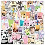 N/C Bubble Tea Stickers 50 pcs Cute Pearl Milk Tea Vinyl Waterproof Stickers for Teens Girls Kids,Perfect for Waterbottle Laptop Phone Fridge Guitar Luggage Bumper Computer Car Summer Drink Stickers