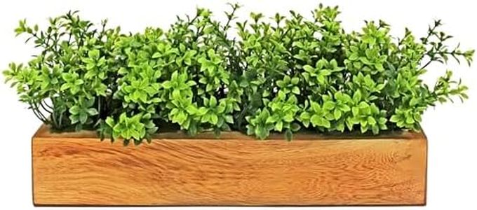 fancymart Artificial Gardenia Plant Bunch in Wood Planter, Home and Office Decor Plants for Decoration, Realistic Green Decorative for Interior, Living Room, Office Desk