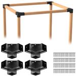 ORIGLE Pergola Brackets, 4PCS Pergola Kit 3-Way Right Angle Corner Bracket for 4x4(Inner Size 3.6"*3.6" ± 0.1‘’) Lumber, Pergola/Gazebo Kit Hardware