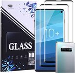 [2+2 Pack] Samsung Galaxy S10 Plus Tempered Glass Screen Protector + Camera Lens Protector 3D Full Coverage[Anti-Scratch] HD Fingerprint Unlock Protector for Galaxy S10 Plus