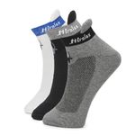 Hirolas® Thick Cotton Half Terry Sports Socks for Men (Pack of 3) - Black, Light Grey, White