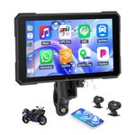 CAMECHO Motorcycle Carplay Screen with Dash Cam Front and Rear Camera, Wireless Car Play & Android Auto for Moto Motorbike, 5" Waterproof Touchscreen, Bluetooth, Navigation, Voice Control, WiFi Video