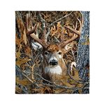 Dawhud Direct Camo Buck Deer Fleece Blanket for Bed, 75" x 90", Queen Size Woodland Fleece Throw Blanket for Men, Women and Kids - Super Soft Plush Deer Blanket Throw, Queen size blanket