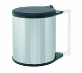 Brabantia Built-in 15L Inside Cupboard Bin (Brilliant Steel) Removable Bucket, Easy to mount, Auto closing, Under Sink Rubbish/Food Waste/Carrier Bag Tidy Storage