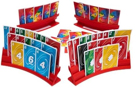 BORICO Card Holders for Playing Cards - 4 Pack Playing Card Holder for Kids and Adults,Stackable Storage Game Card Tray for Arthritis Patients with a Travel Pouch (Red)