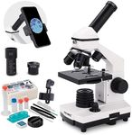 USCAMEL 40X-2000X Microscope for Adults Student Kids, Compound Biological Profesional Microscope with Microscope Slides Set and Phone Adapter for School Laboratory Home Education