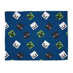 Minecraft Official Creeps Fleece Throw | Creeper Design Super Soft Blanket | Perfect for Any Bedroom, Blue, 1 Count (Pack of 1)