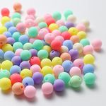 HERZWILD Beads for Threading Approx. 400 Pieces Matte Craft Beads 10 mm Colourful Acrylic Beads Artificial Beads for Jewellery Making DIY Necklaces Bracelet (10 mm/400 Pieces)