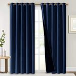 NICETOWN 100% Blackout Curtain Set, Thermal Insulated & Energy Efficiency Window Draperies for Guest Room, Full Shading Panels for Shift Worker and Light Sleepers, Navy Blue, 70W x 84L, 2 Pcs