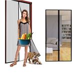 Voarge Magnetic Screen Door, Heavy Duty Bug Mesh Curtain, Insect Protection Door, Fully Self Seal Automatically, Keep Bugs Out & Fresh Air in (Black) (85 * 200)