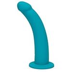 Lovehoney Curved Dildo - 8 Inch Suction Cup Dildo - Smooth Silicone Dildo for Women - Harness Compatible Slim Dildo for Couples - Waterproof - Light Blue