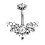 GadgetsDen Solid Titanium Belly Button Rings Piercing, Implant Grade Titanium Navel Rings,Nickel Free,Low Gloss Polished Bar Smooth Surface,Crystal CZ,14G