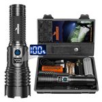 Shadowhawk Flashlights Rechargeable 250000 High Lumens, Tactical Led Flashlight with LCD Display XHM77.2 Flash Light, Brightest Flashlight Powerful Lampe De Poche for Camping Emergency Gift